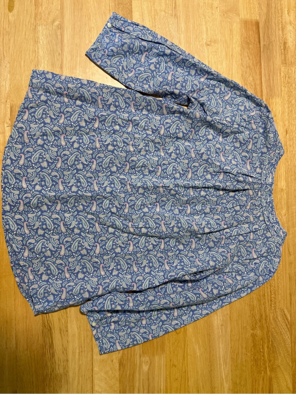 L.L.Bean Women’s Blue Paisley Print Long Sleeve Blouse Top Small Regular - Picture 6 of 6